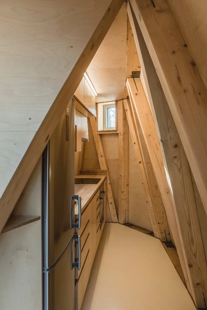 The House in the Orchard's kitchen has the proportions of a tiny house