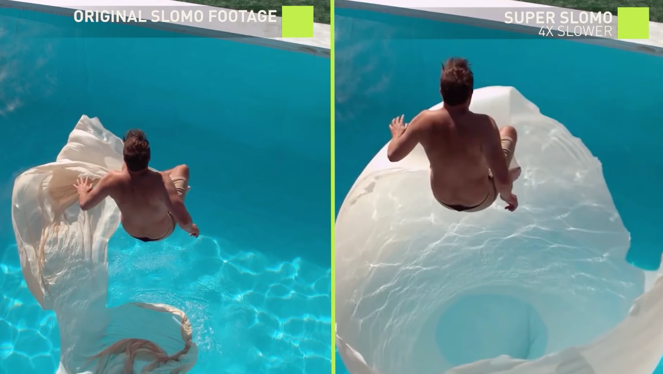 The system can artificially generate intermediate frames to transform any video into slow-motion footage
