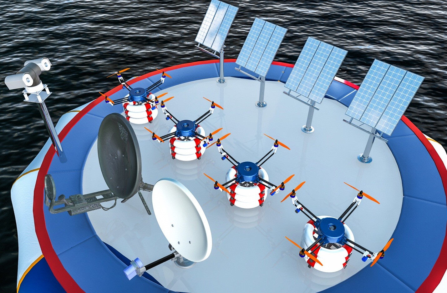 The group also designed a charging station that would use solar energy to recharge several Pars units when they are docked