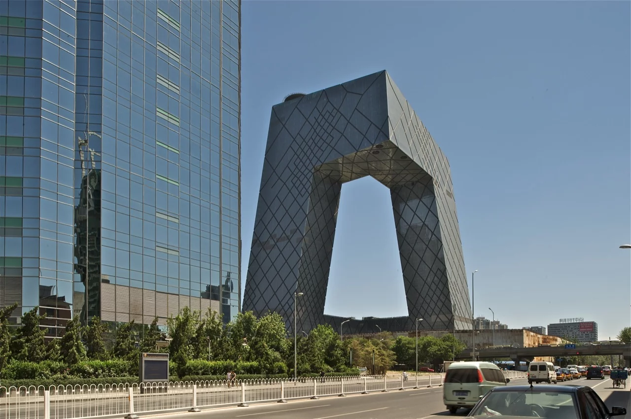 Housing China's Central Television network this stunning building from OMA architects turns the traditional skyscraper into a weird geometric loop