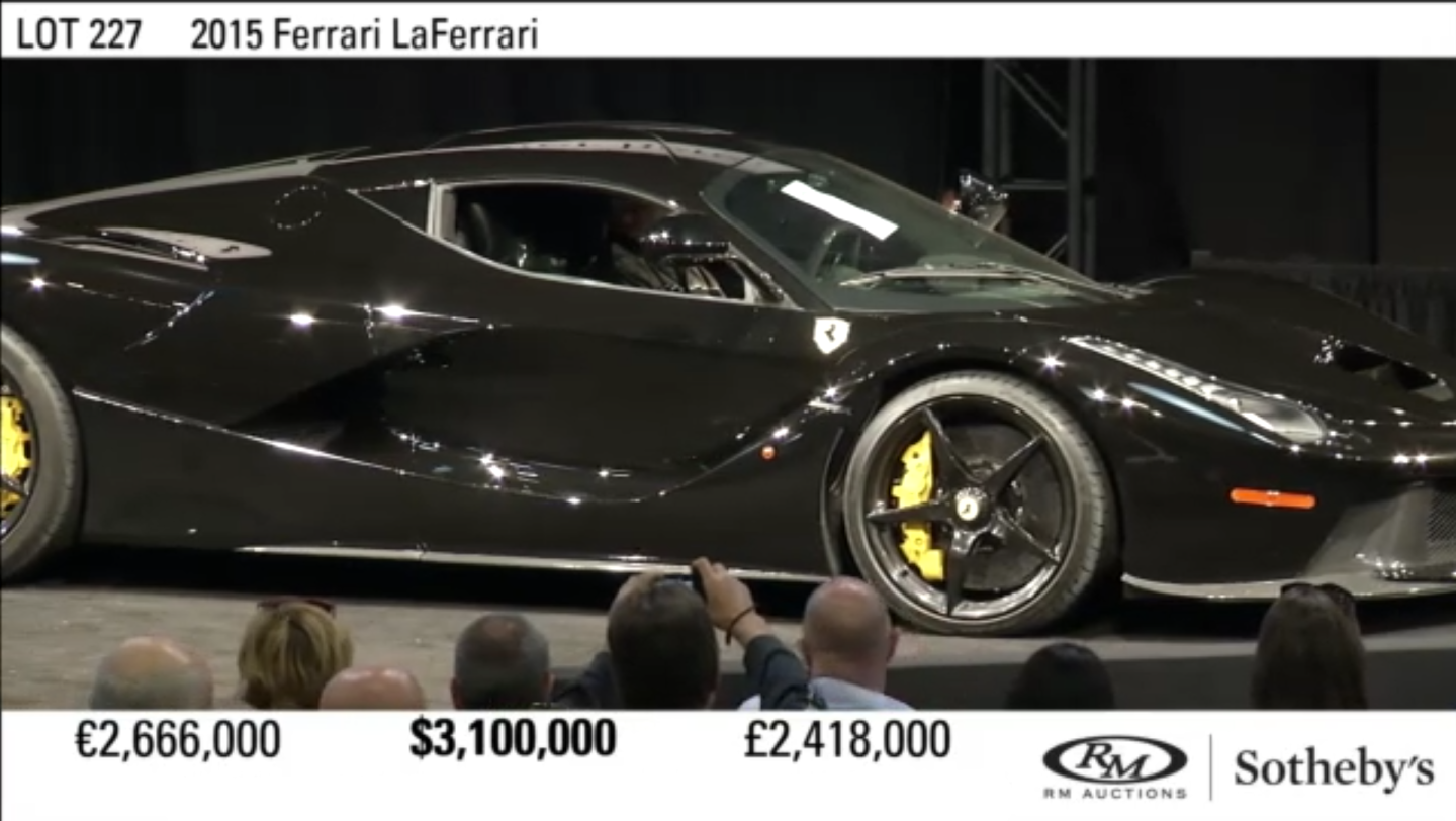 $3,410,000 | 2015 Ferrari LaFerrariEstimate: $3,300,000 to $3,800,000Official Auction Description: RM-SothebysLot 227