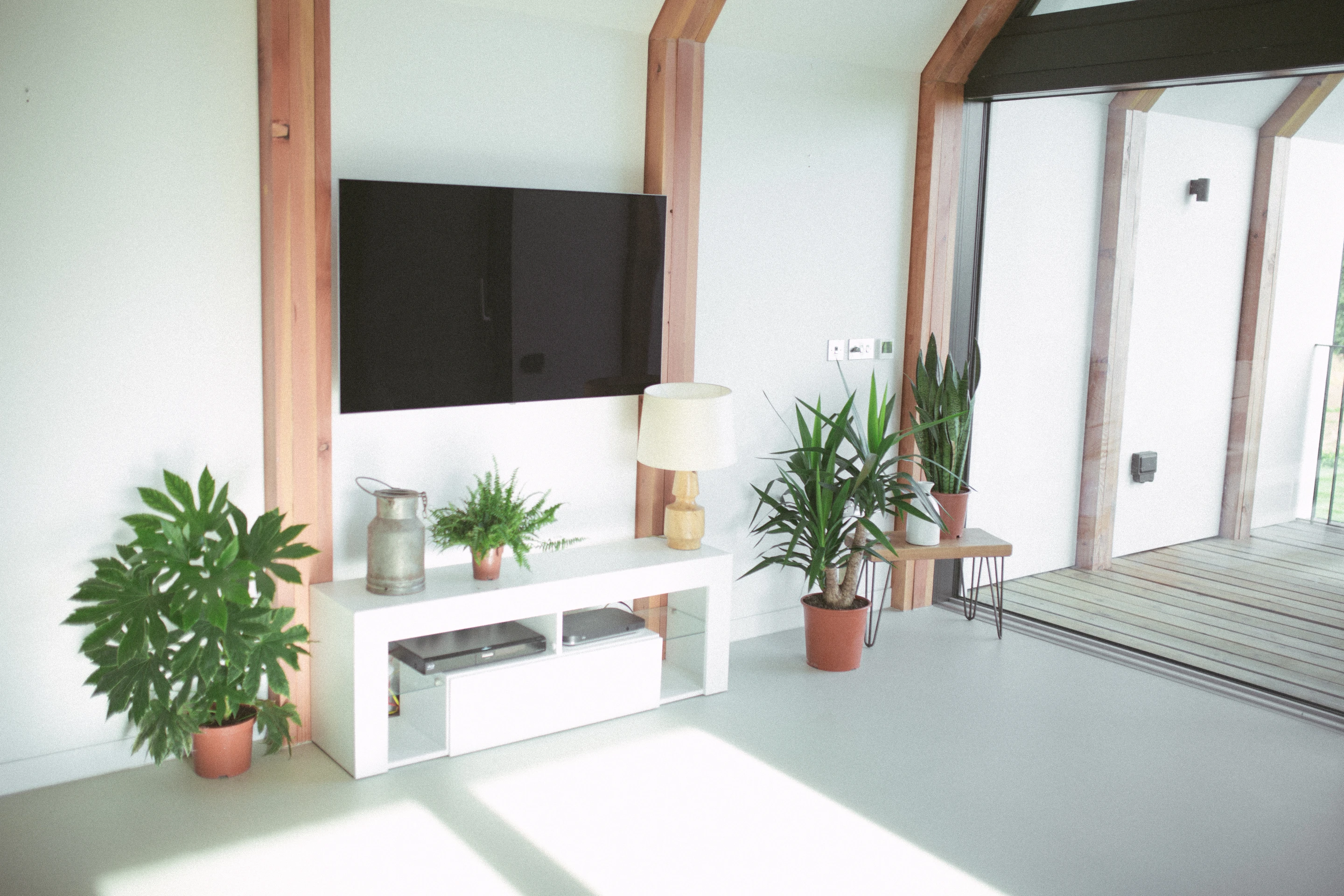 Black Barn's living room is open and light-filled