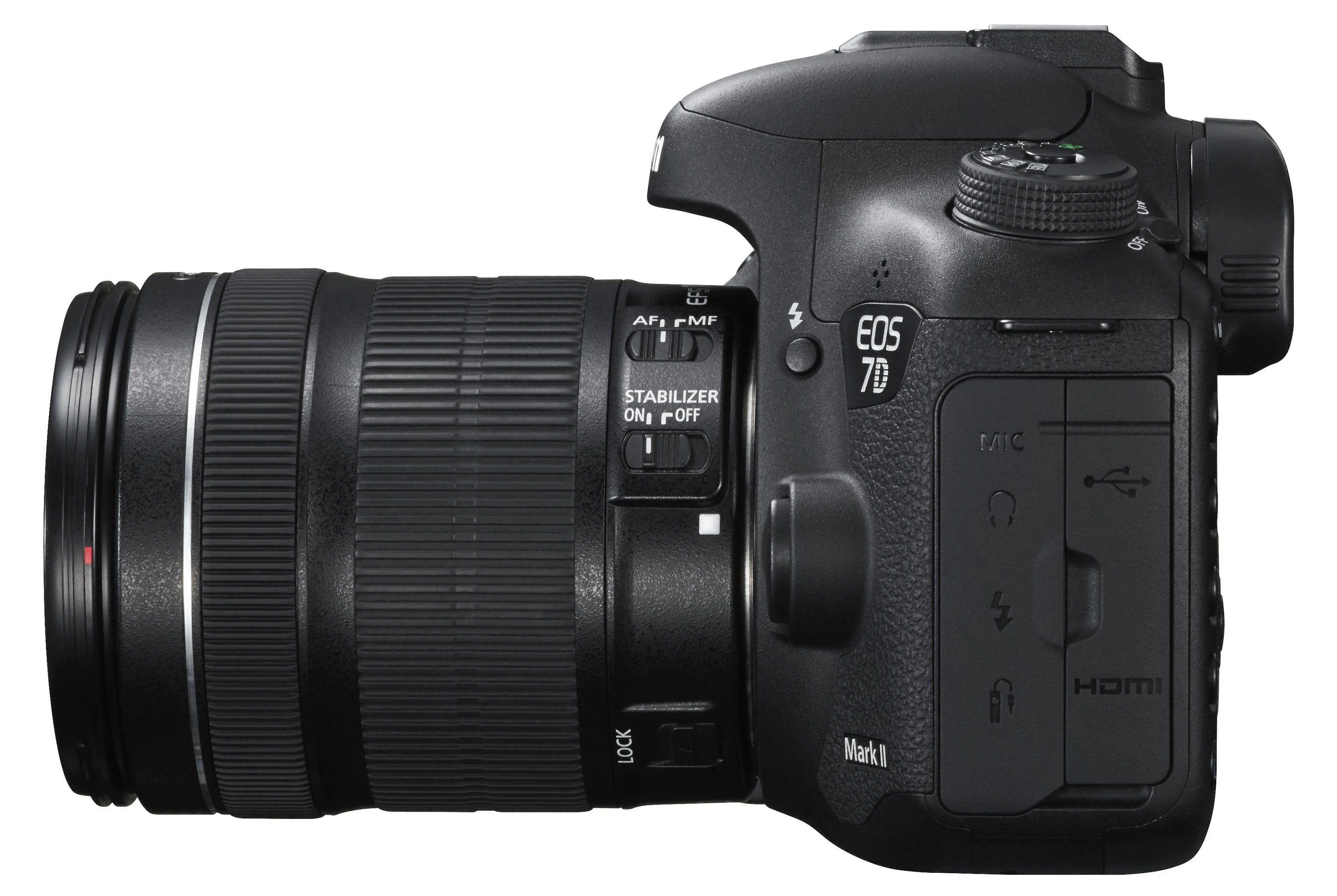 The Canon EOS 7D Mark II has dedicated microphone and headphone sockets for external devices