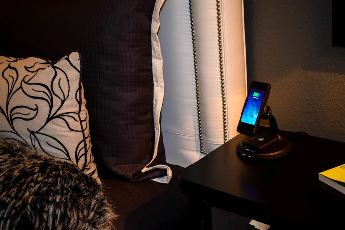 The Revocharge mount being used bedside