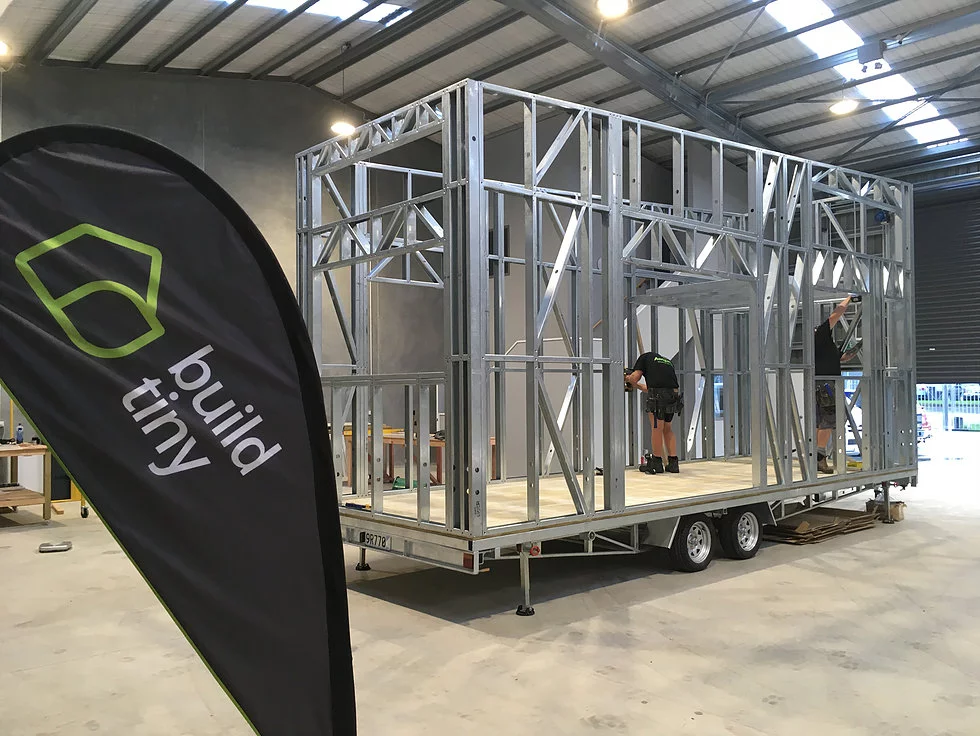 The Buster Tiny House is built around a steel frame