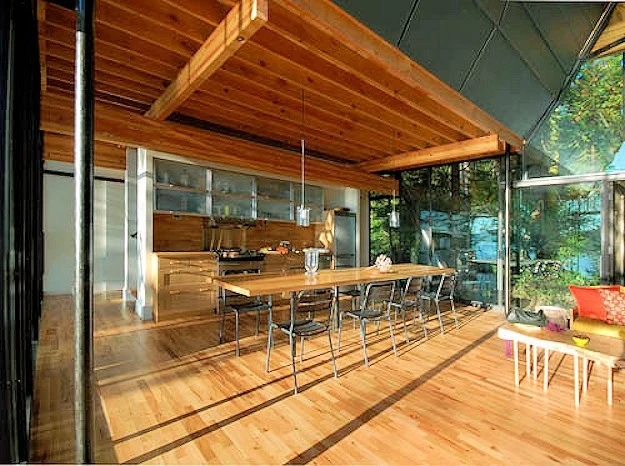 The local Douglas fir and Cedar trees were left as undisturbed as possible, helping to make the site feel unspoilt (Photo: Zeroplus Architects)