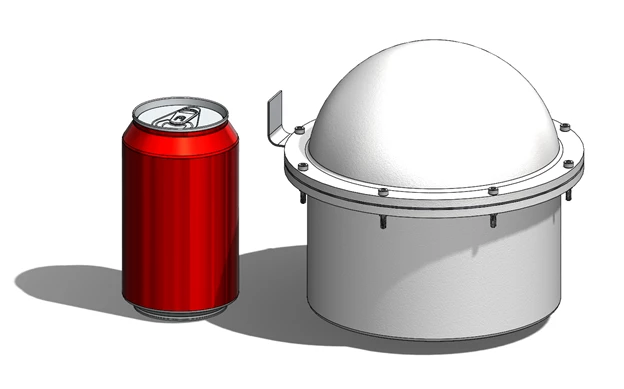 The NITE system next to a soda can for scale