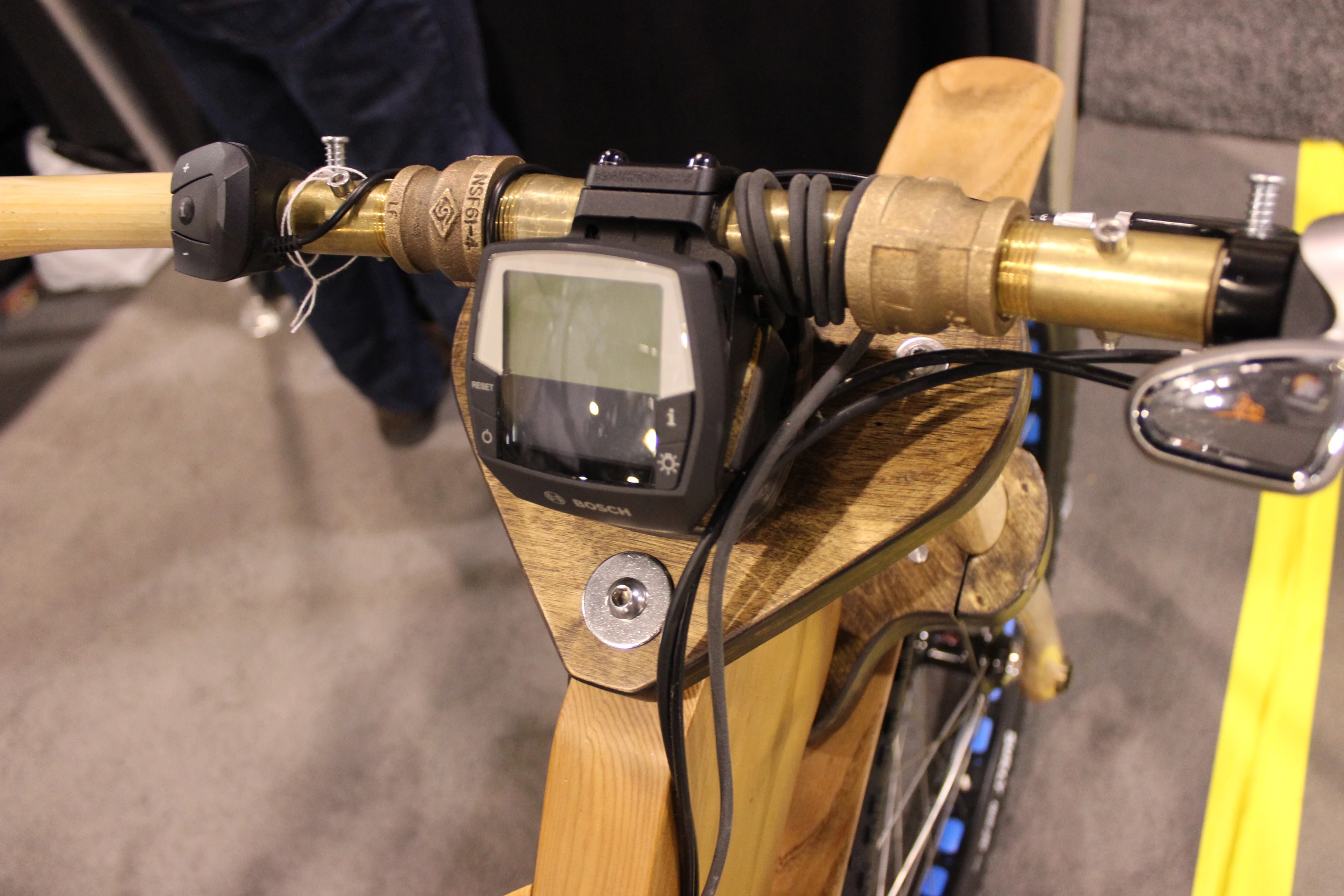 The handlebars are made from steel pipe – just to show how burly the bike is