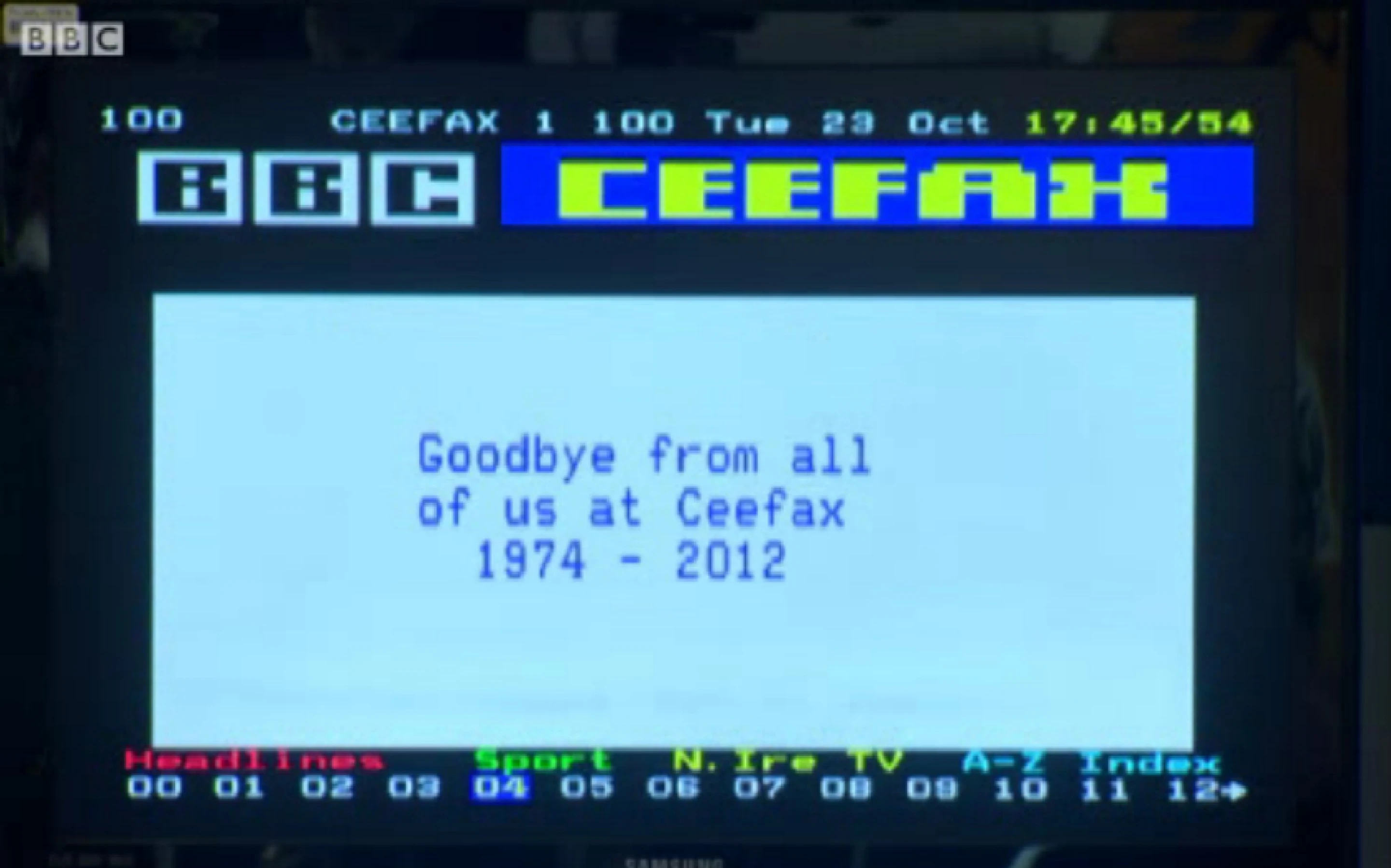 The last Ceefax page