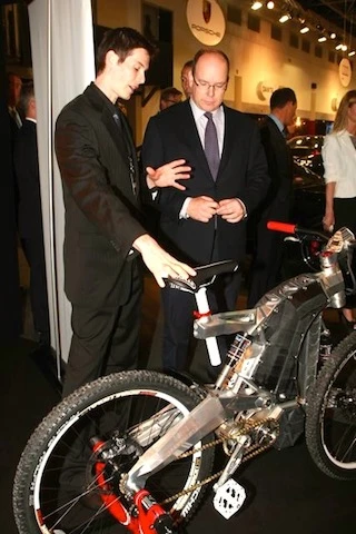Prince Albert of Monaco II being introduced to M55's new hybrid bike