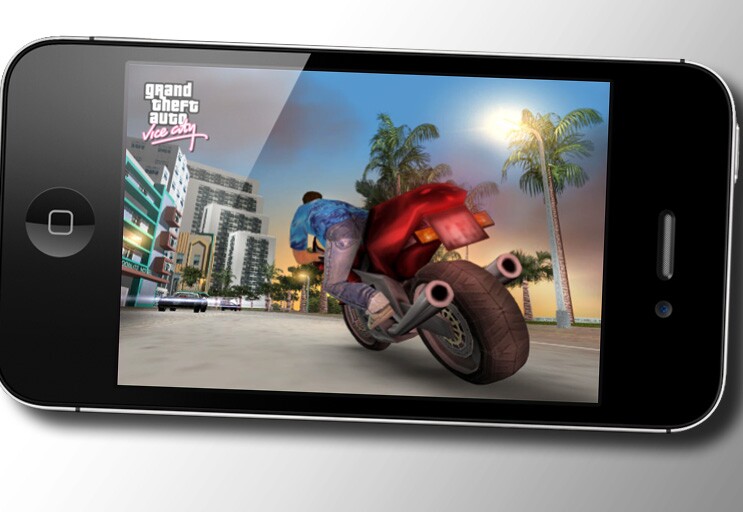This is our mockup of Vice City on an iPhone 4S (screen: Rockstar Games)