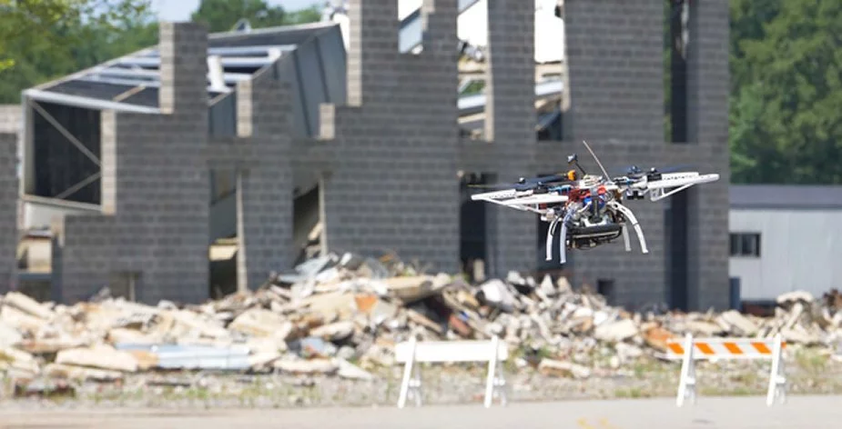 One of the DARPA FLA UAVs negotiating an outdoor course