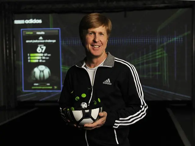 The Smart Ball is compatible with Bluetooth LE-capable iOS devices and comes with a charging base and wall plug