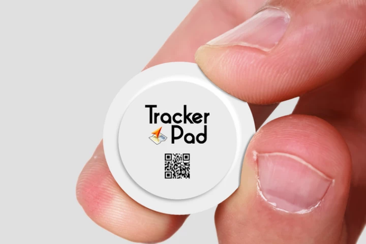The TrackerPad is a small GPS tracker with an adhesive rear