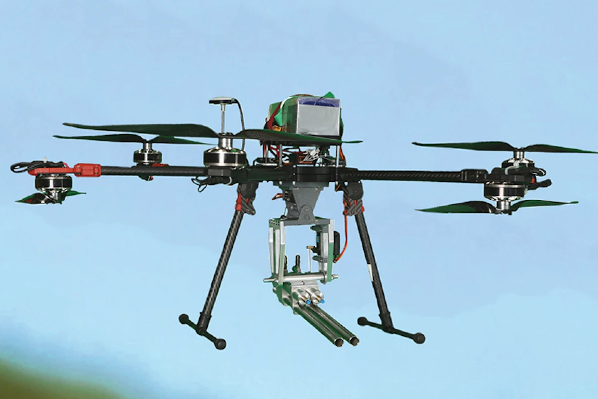 The Haevic DartDrone can fire darts on a target from 98 ft (30 m) away, and is designed for use by farmers, vets and the game animal industry