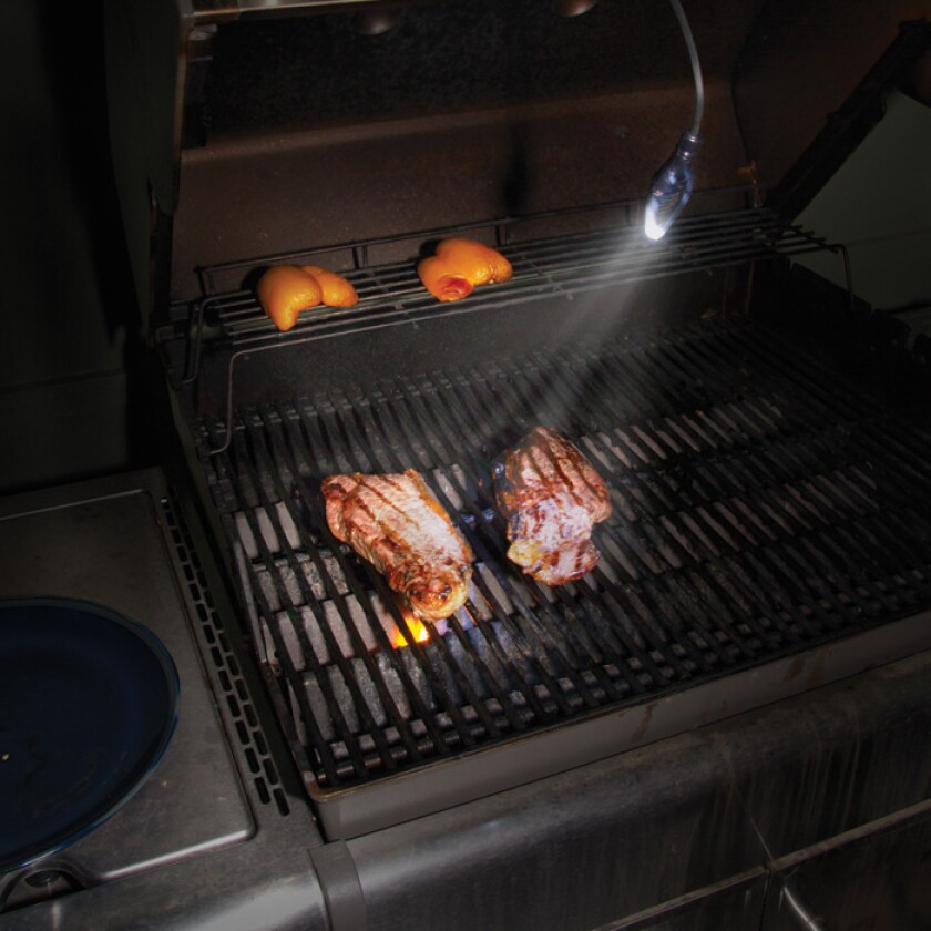 Some lamps clamp to your grill, but the Nite Ize wraps on and off the handle in seconds