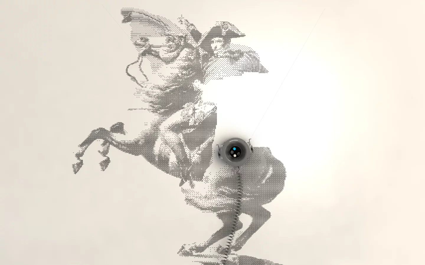 Scribit is suspended from two lightweight diagonal cables, and can reportedly be set up in just five minutes