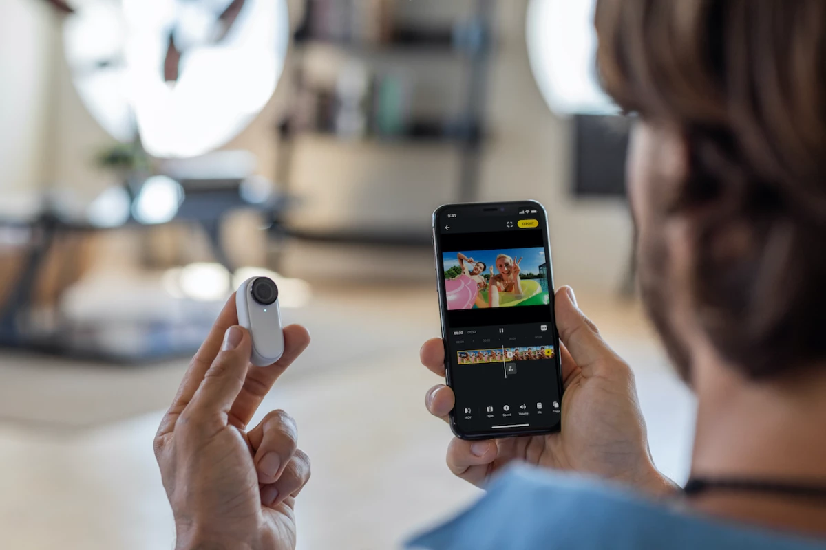 Insta360 Go 2 users set up shots and review footage via an app