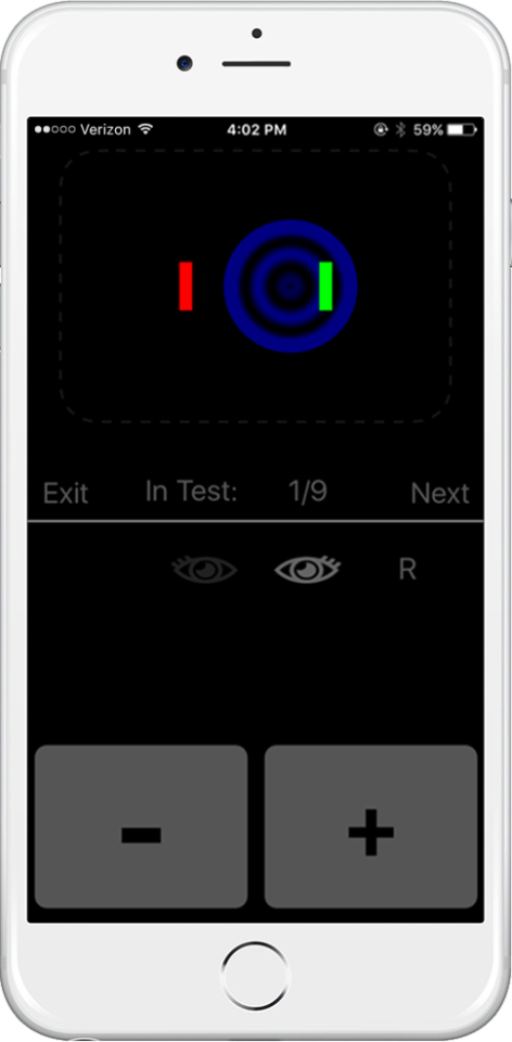 To get your eyesight assessed, just align the red and green bars