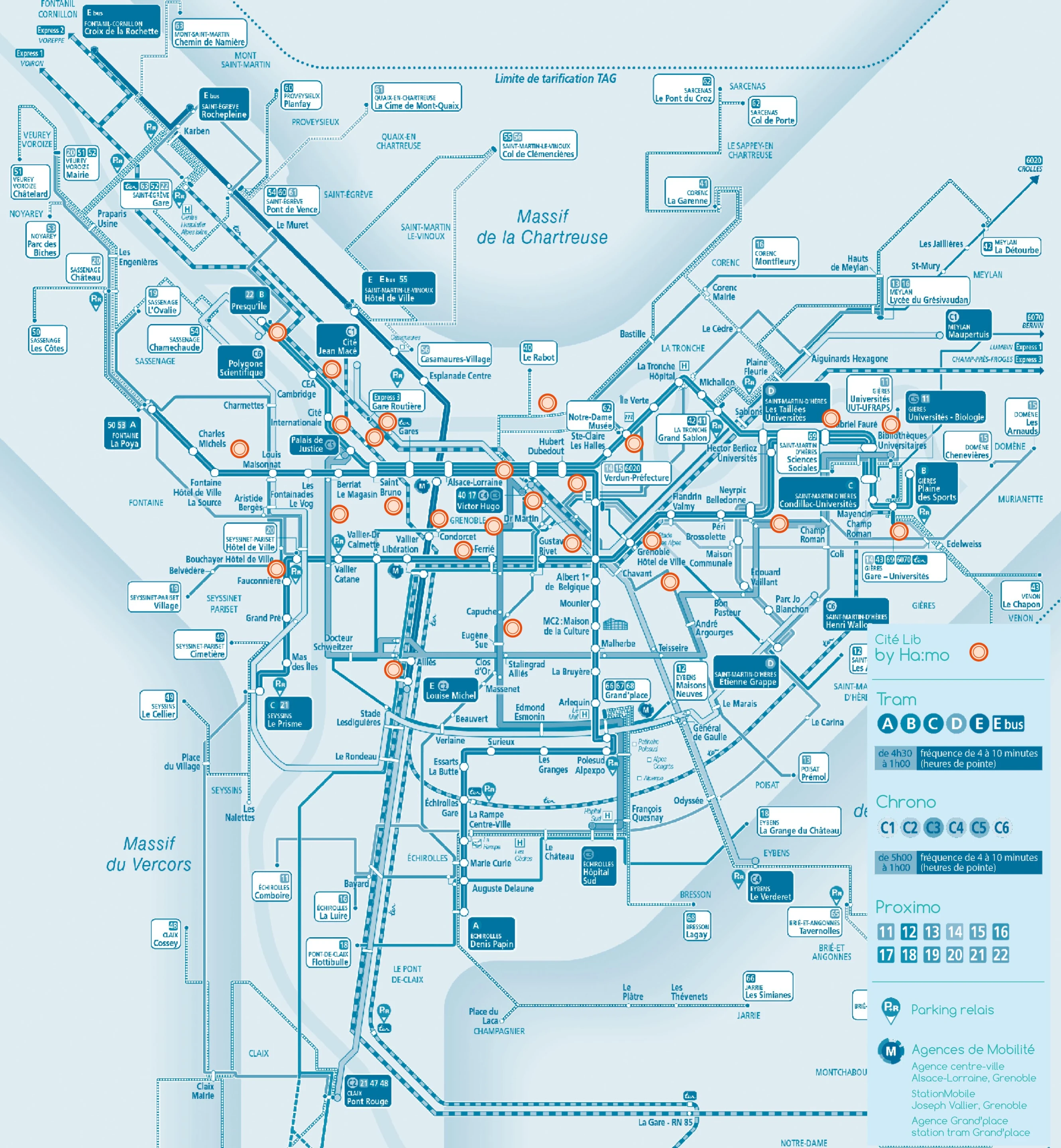 Map of the Grenoble transport system