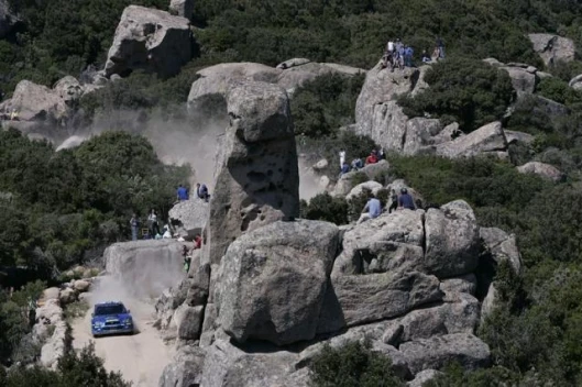 Petter Solberg took his Subaru to second place in a battle with Sebastien Loeb
