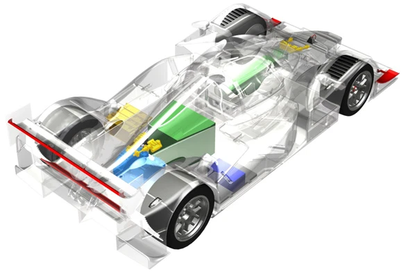 Ghost diagram of the Lola-Drayson B12/69EV electric racing car