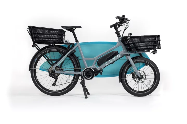 The CERO One's front and rear racks can hold baskets, flat platform carriers and more