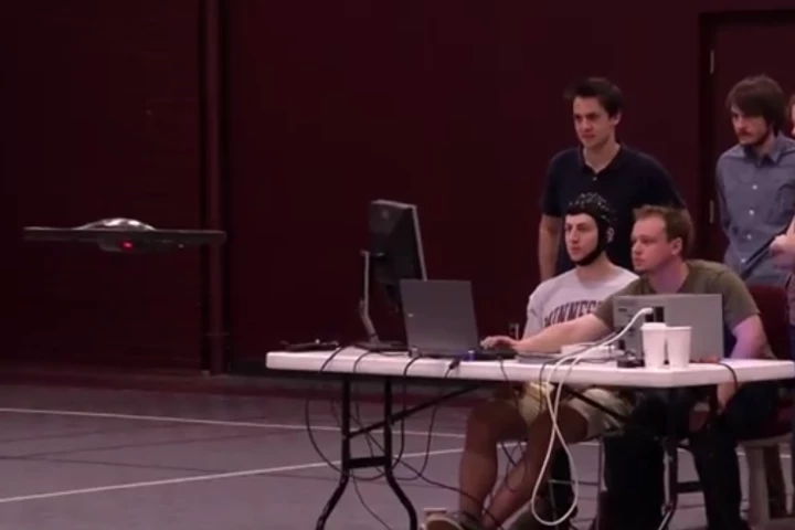 Subjects were trained to control the quadcopter by imagining opening or closing their fists