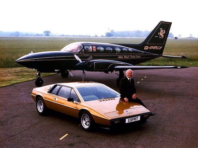 Lots Cars' Colin Chapman with the car upon which the submarine was based for the James Bond movies, "The Spy Who Loved Me" (1977)and "For Your Eyes Only" (1981)