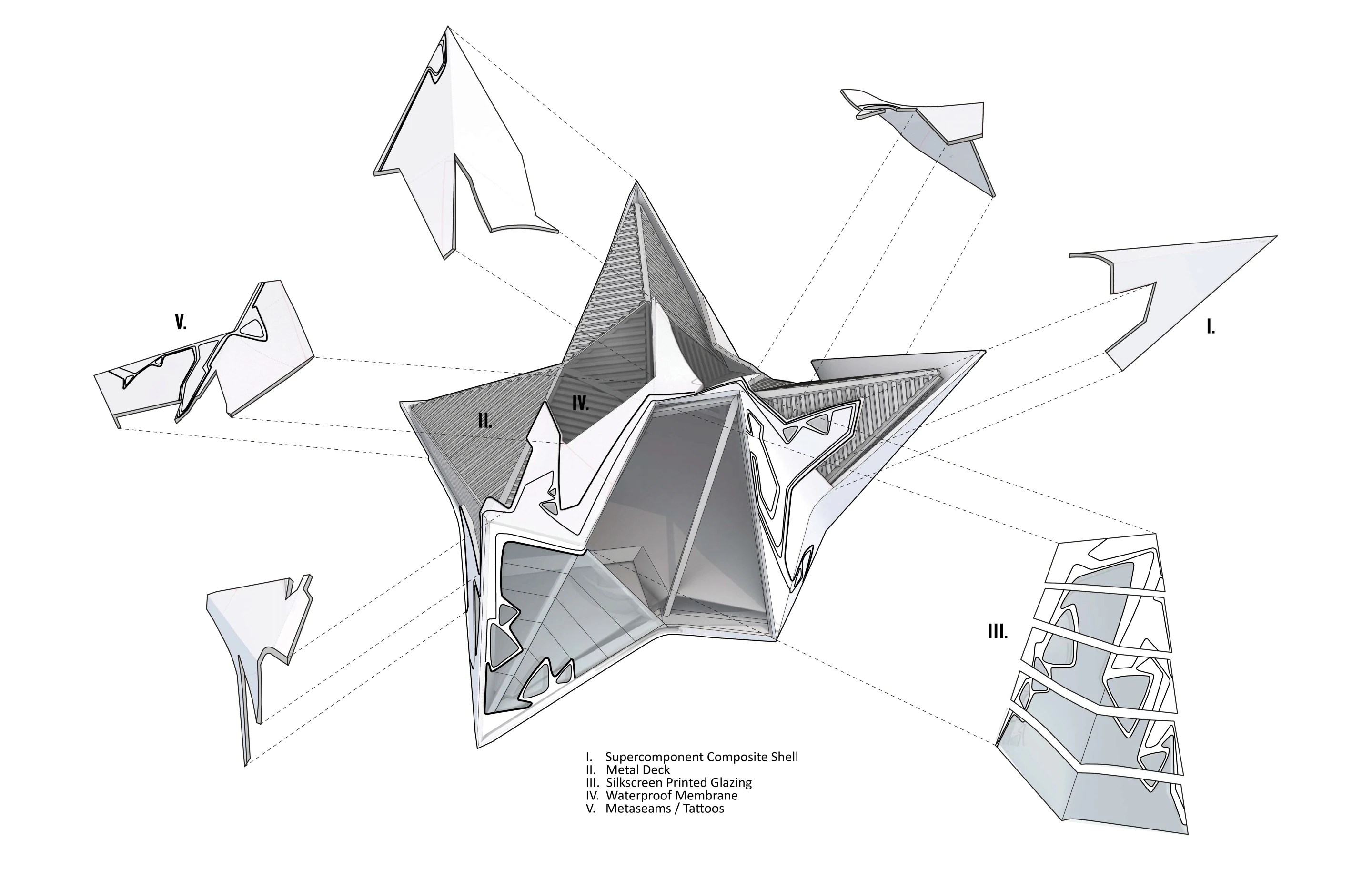 The Lo Monaco House concept is a tale of two forms: an eye-catching crystal-like pointed mass and the slab-like pedestal it stands on (Image: Tom Wiscombe Design)