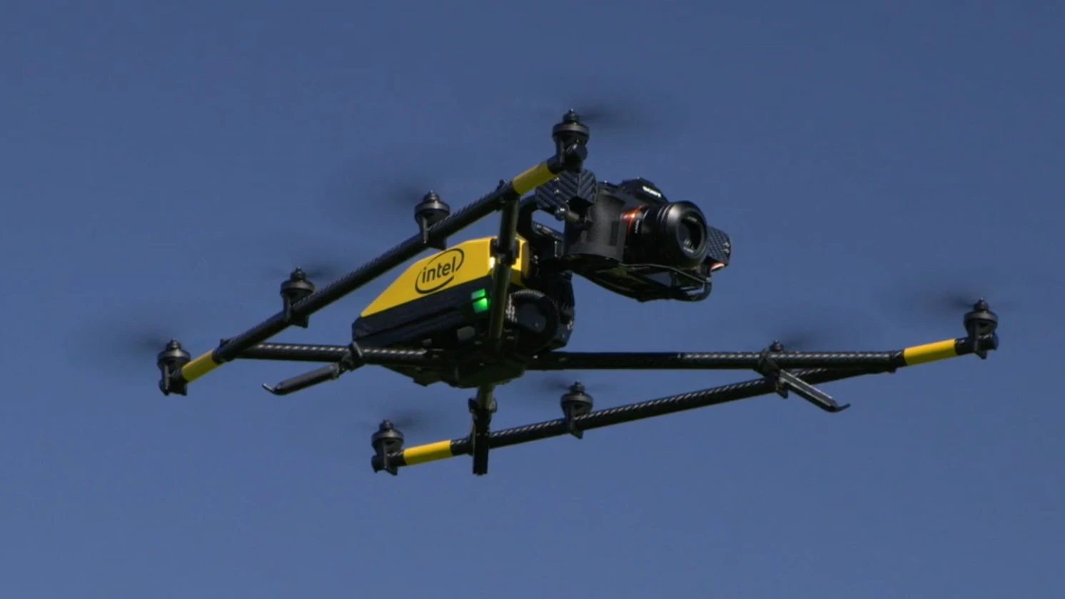 The Falcon 8+ can tote a camera in back in addition to its on board camera in front