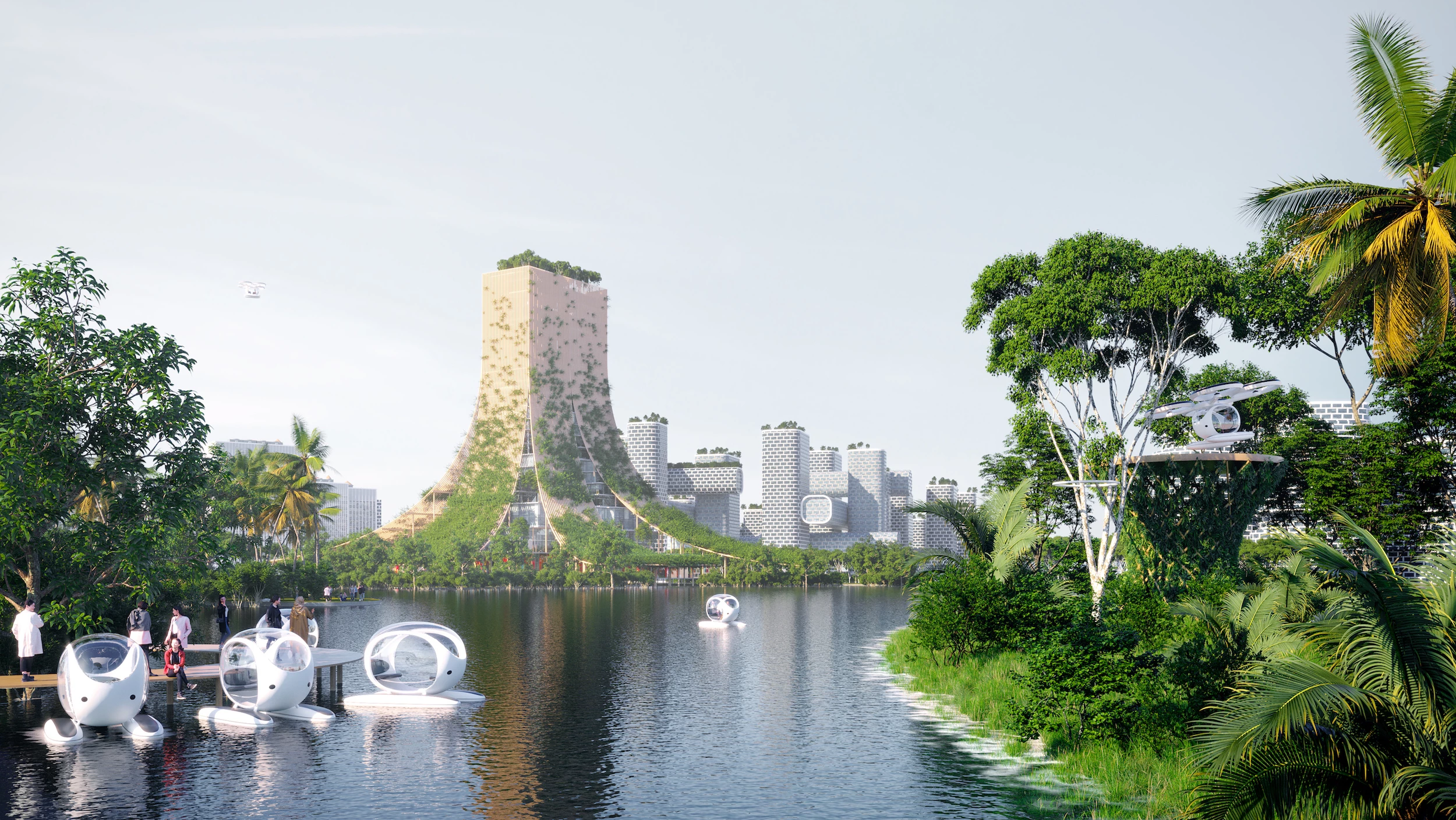 BiodiverCity's business-oriented island, The Mangroves, would feature a bamboo tower at its center