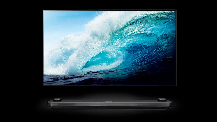 LG's "Picture-on-Wall" OLED TV W comes with a soundbar that also serves as the AV controller for the TV