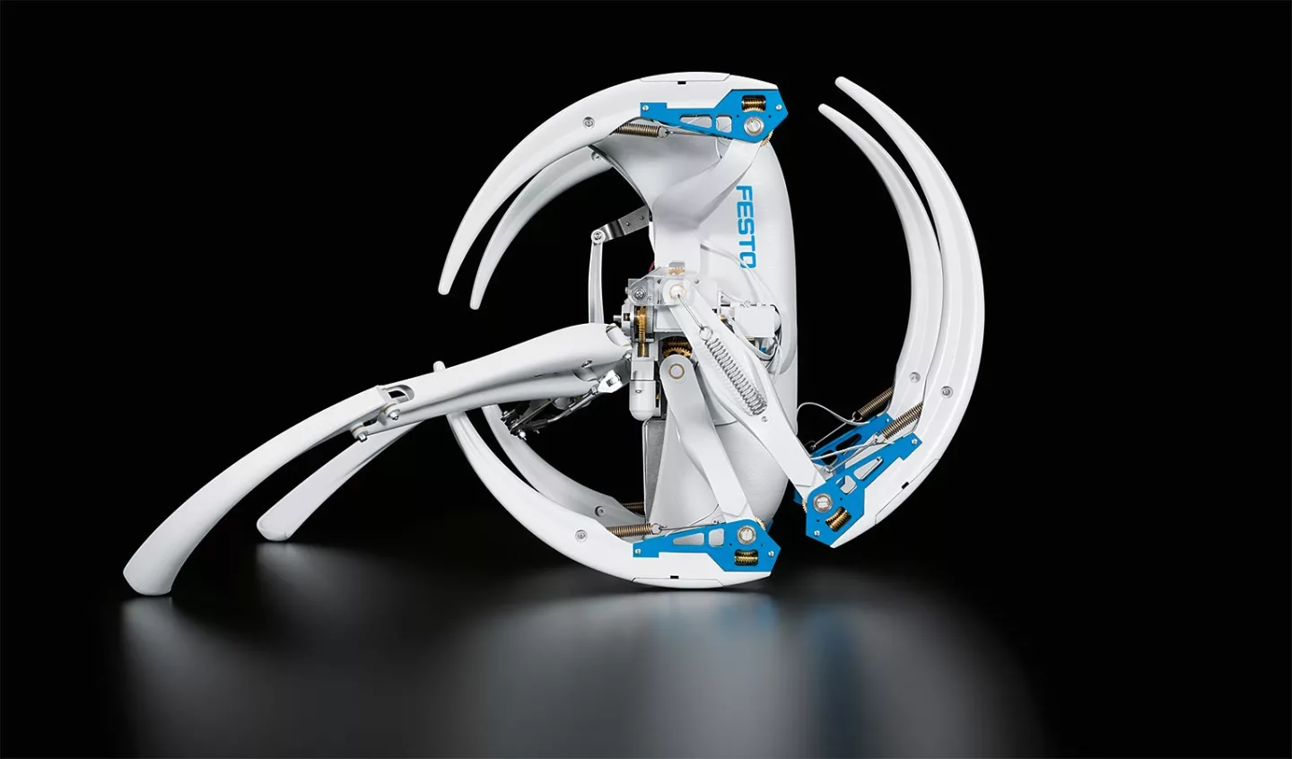 The BionicWheelBot, rolled up and ready to push itself along