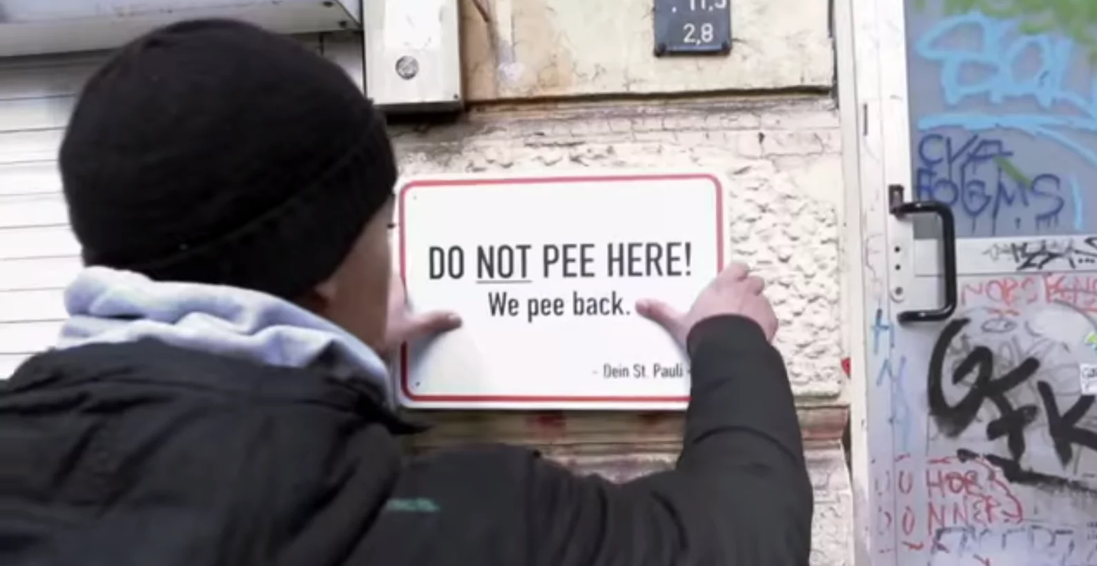Walls in St. Pauli use technology to deter public urination