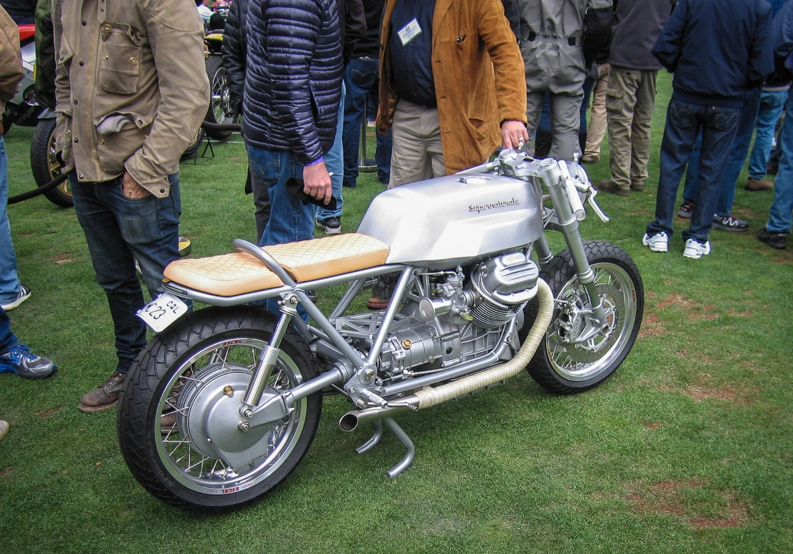 A Moto Guzzi Supernaturale waits to go on stage at the Quail Motorcycle Gathering
