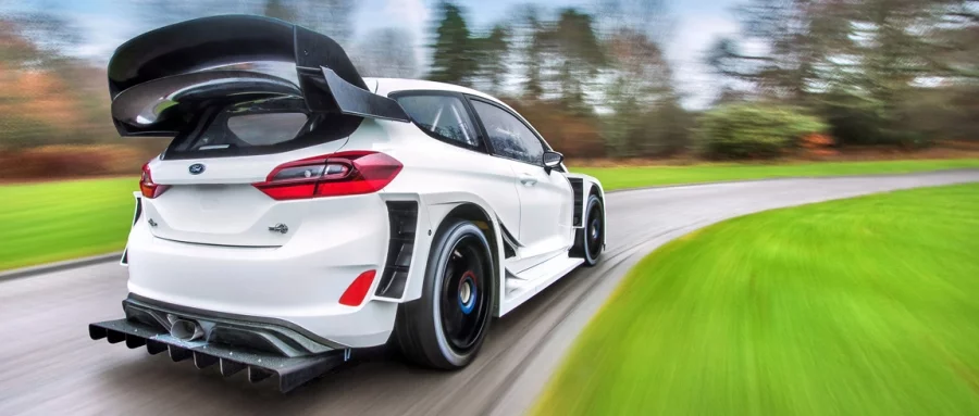 The big wing on the Fiesta RS WRC provides more downforce than before