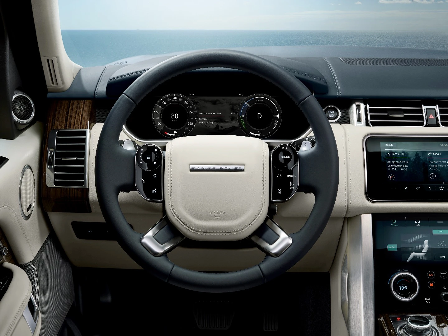 A redesigned cabin and new-look infotainment system make for extra comfort on the inside of the Range Rover P400e