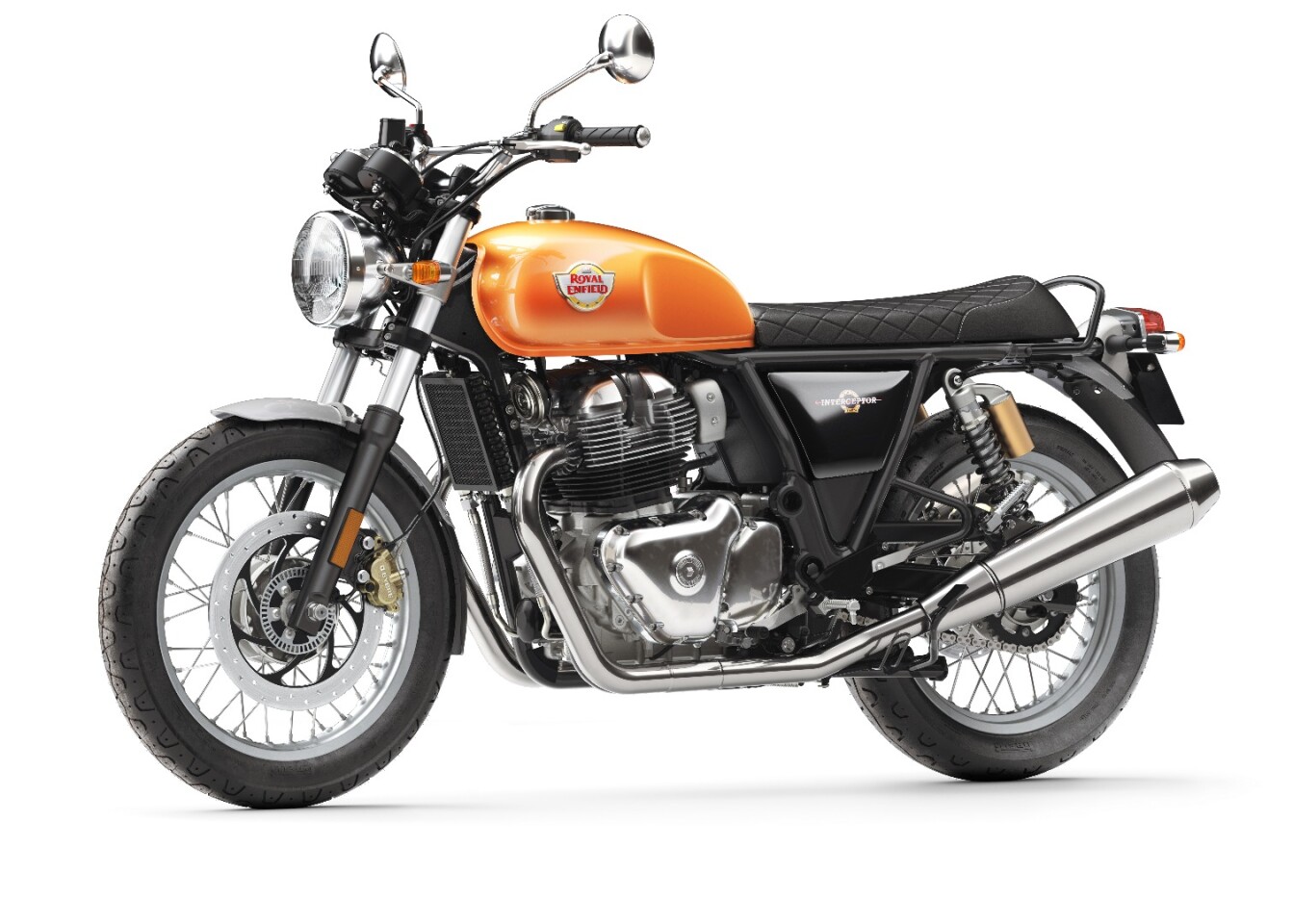 The Interceptor's all new steel cradle frame has been developed with the help of British motorcycle tuning house, Harris Performance
