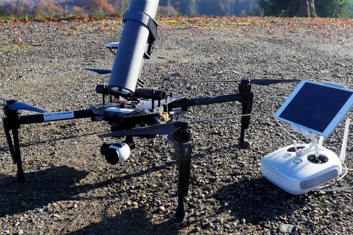 The Drone Spray Hornet with canister loaded
