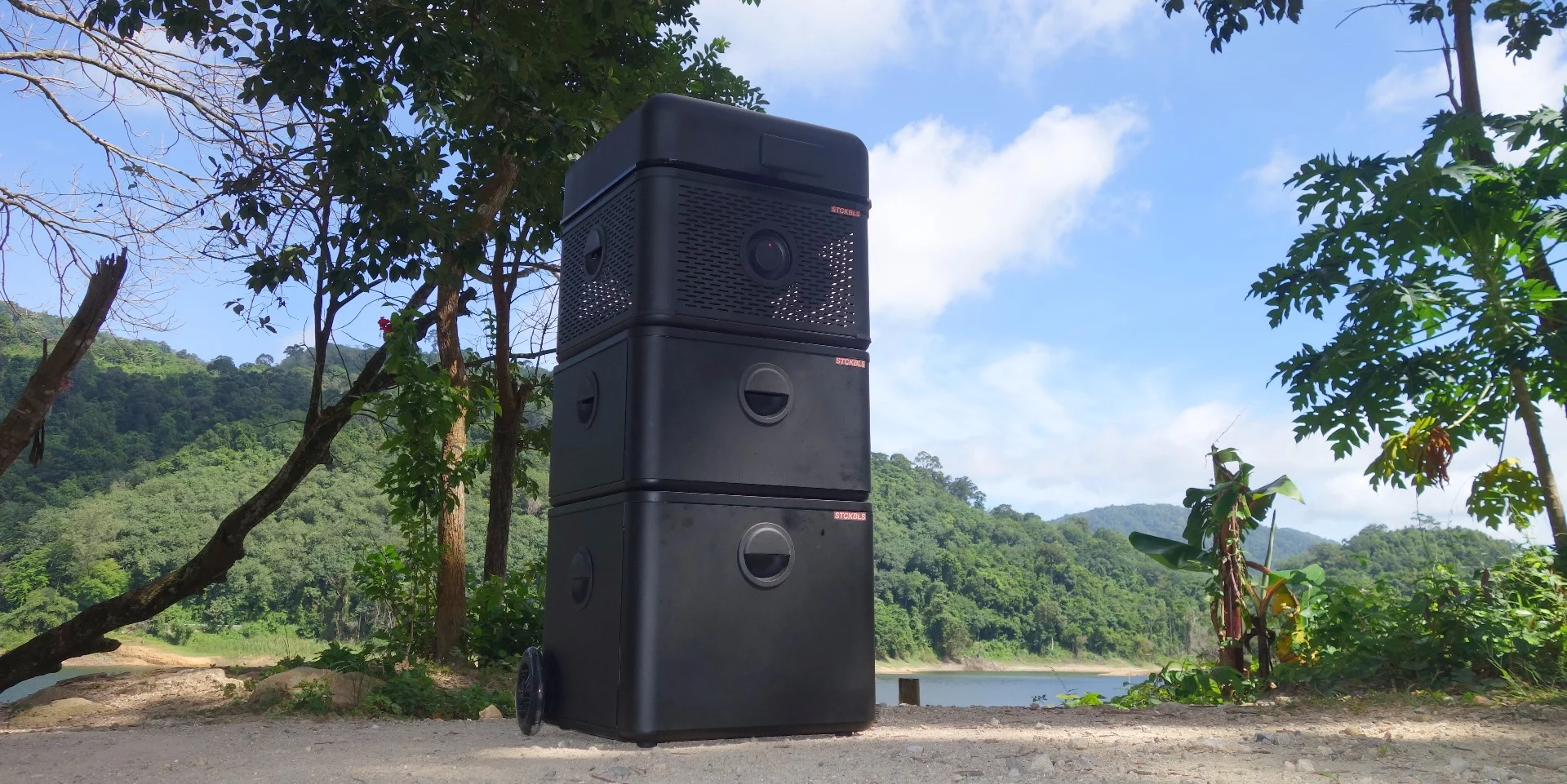 The "Full Stack" includes a wheeled cooler, utility box and grill