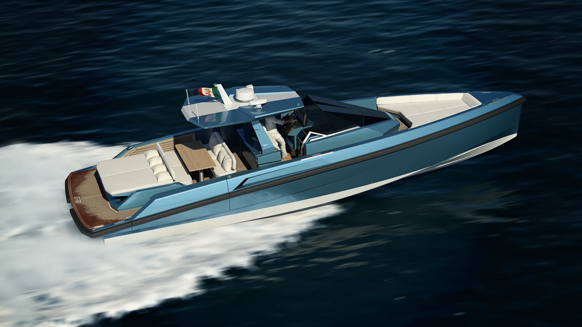 The 48 Wallytender is powered by twin Volvo IPS 650 engines that combine for 1,020 horsepower