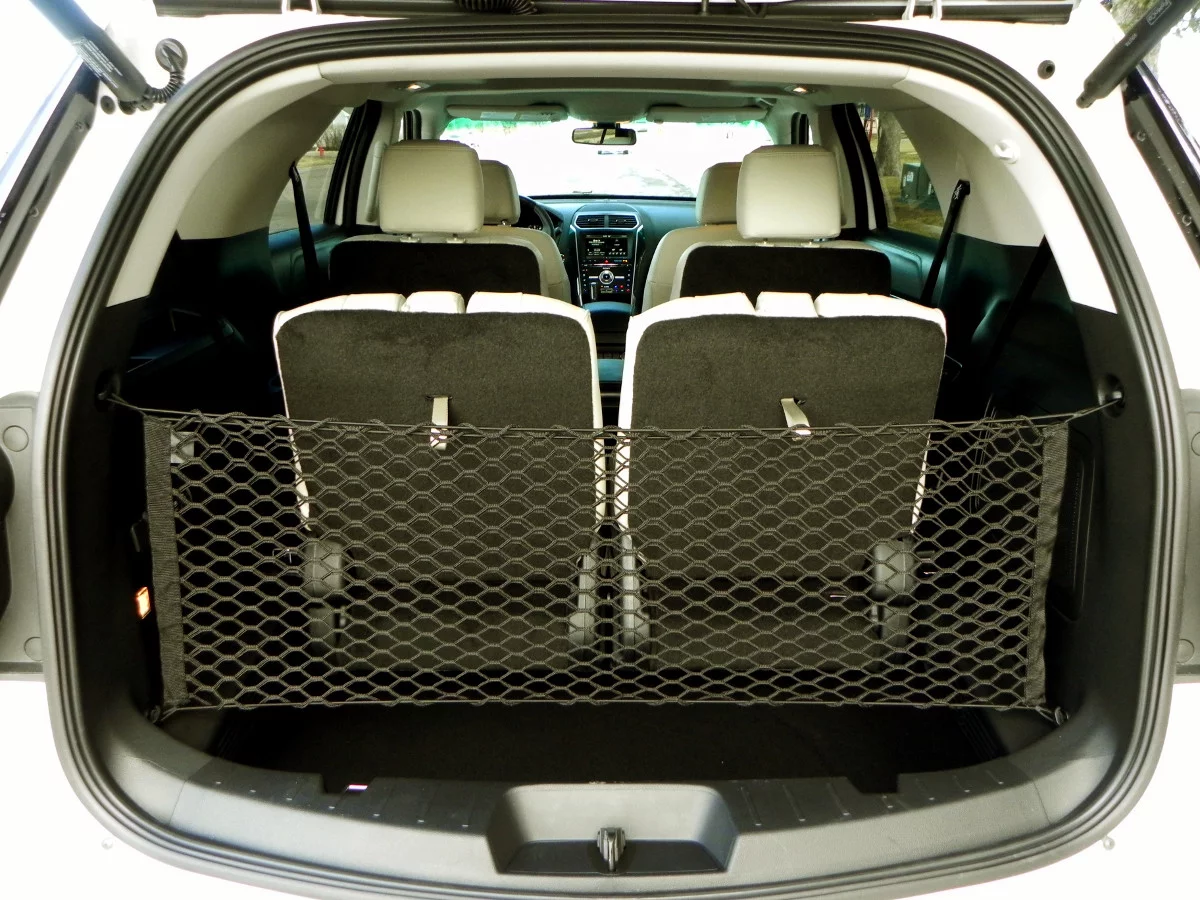 Cargo in the 2016 Explorer is cramped when the third row is up, but aided by a deep well into which the seats fold when not in use