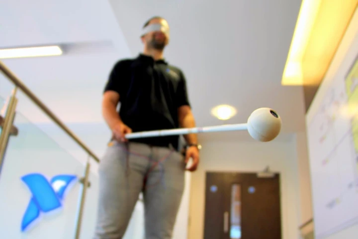 The cane uses parking sensor tech to help the user avoid obstacles
