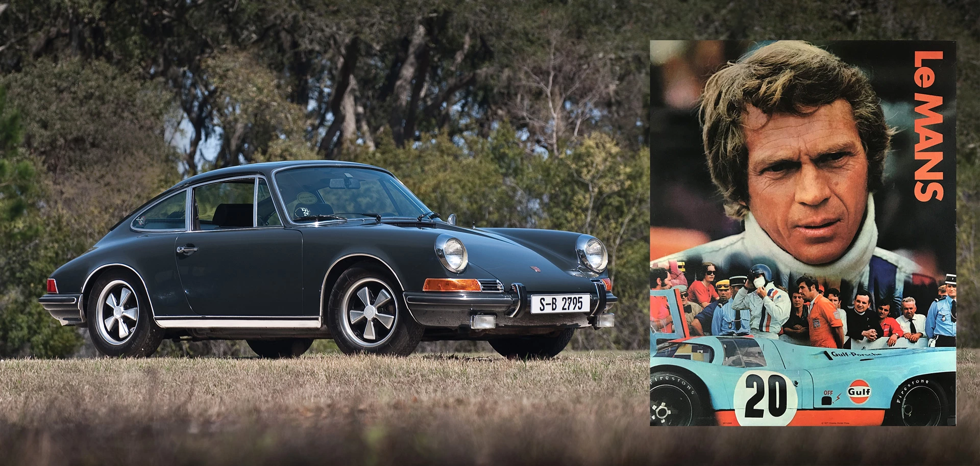 The Porsche 911 McQueen drove in the first 3 minutes of the movie also found its way into the Seinfeld Collection. That's the official movie poster with his other car from the movie front and center.