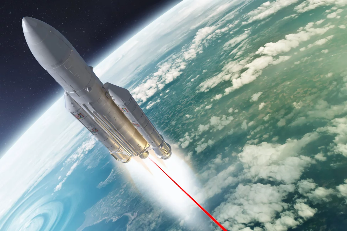 Firing lasers up the backsides of rockets could accelerate them faster without requiring extra fuel (Original images: solarseven and Nikonaft via Shutterstock)