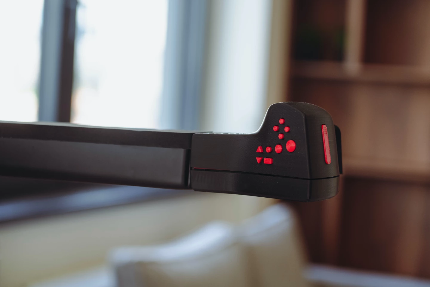 A close look at one of the armrest-integrated controllers