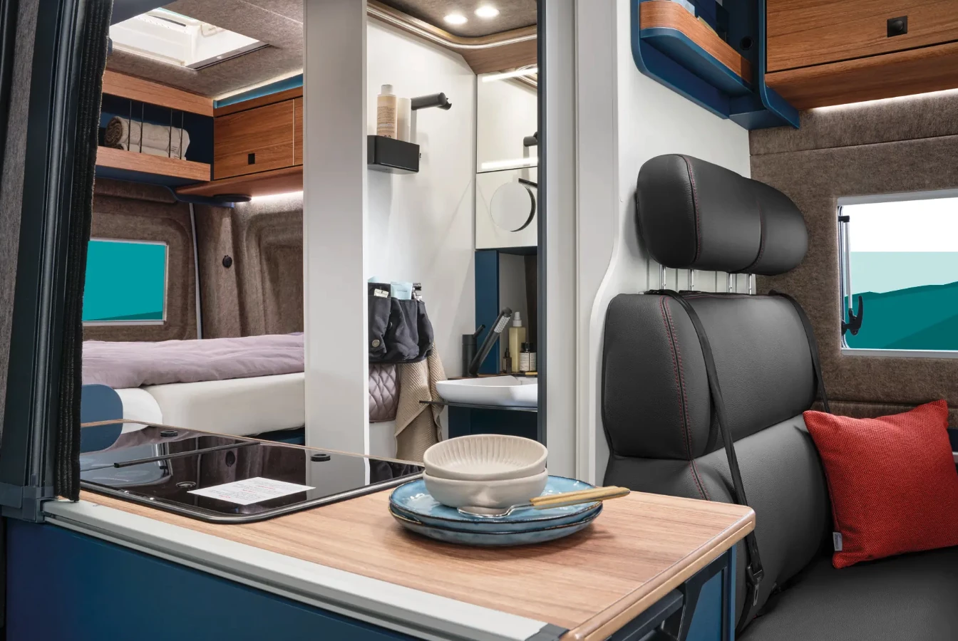 A peek inside the sliding door of the new Eriba Car camper van