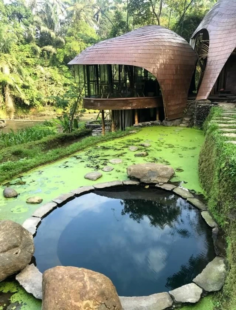 The River Bend house is made to sleep four people beneath its shiny, domed copper roof