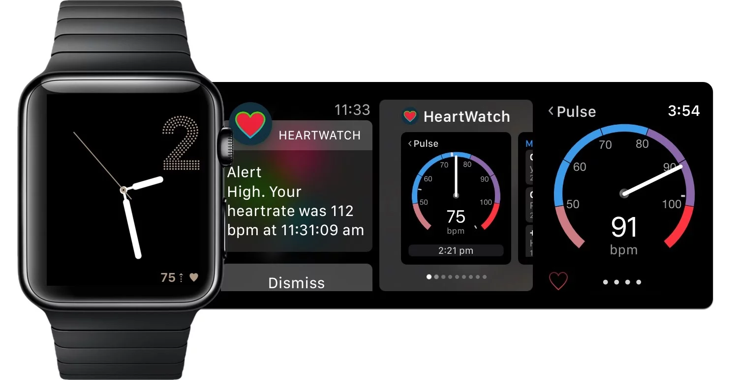 The HeartWatch app can notify you when your heart rate is too high or low